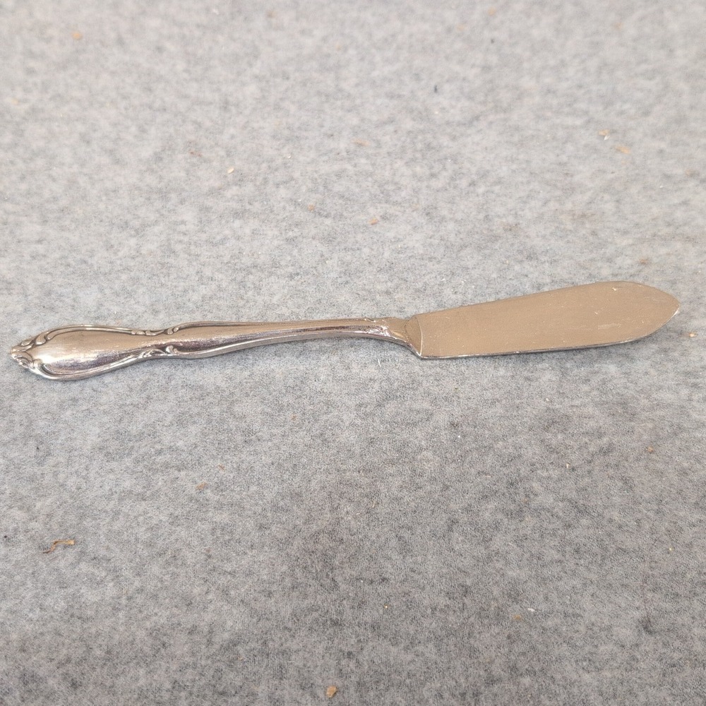 Oneida Stainless Steel Flat Handle Butter Spreader Scroll Pattern Flatware